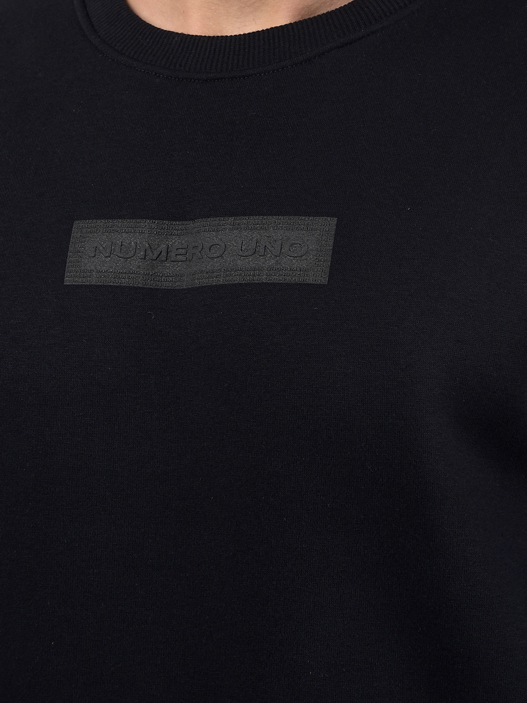 Numero Uno Men Logo Print Black Sweat Shirt
